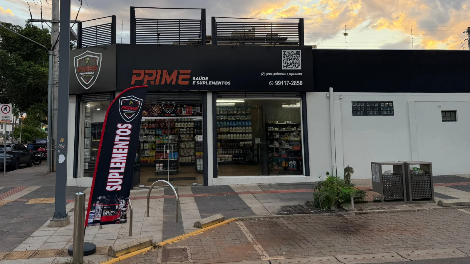 Fachada da Prime Performance Suplementos na Rua 14 de Julho, 1415, Centro, Campo Grande MS