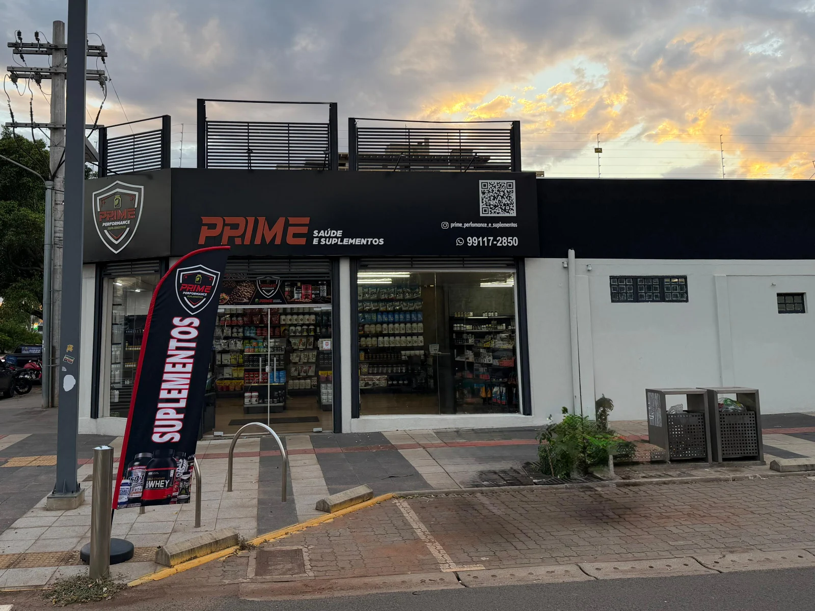 Fachada da Prime Performance Suplementos na Rua 14 de Julho, 1415, Centro, Campo Grande MS